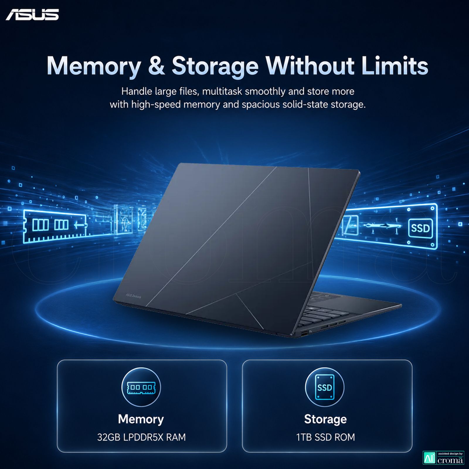 Asus Zenbook 14 Intel Core Ultra 9 285H Touchscreen Thin & Light Laptop (32GB, 1TB SSD, Windows 11 Home, 14 inch Full HD+ OLED Display, MS Office Home 2024, Ponder Blue, 1.28 KG)_4