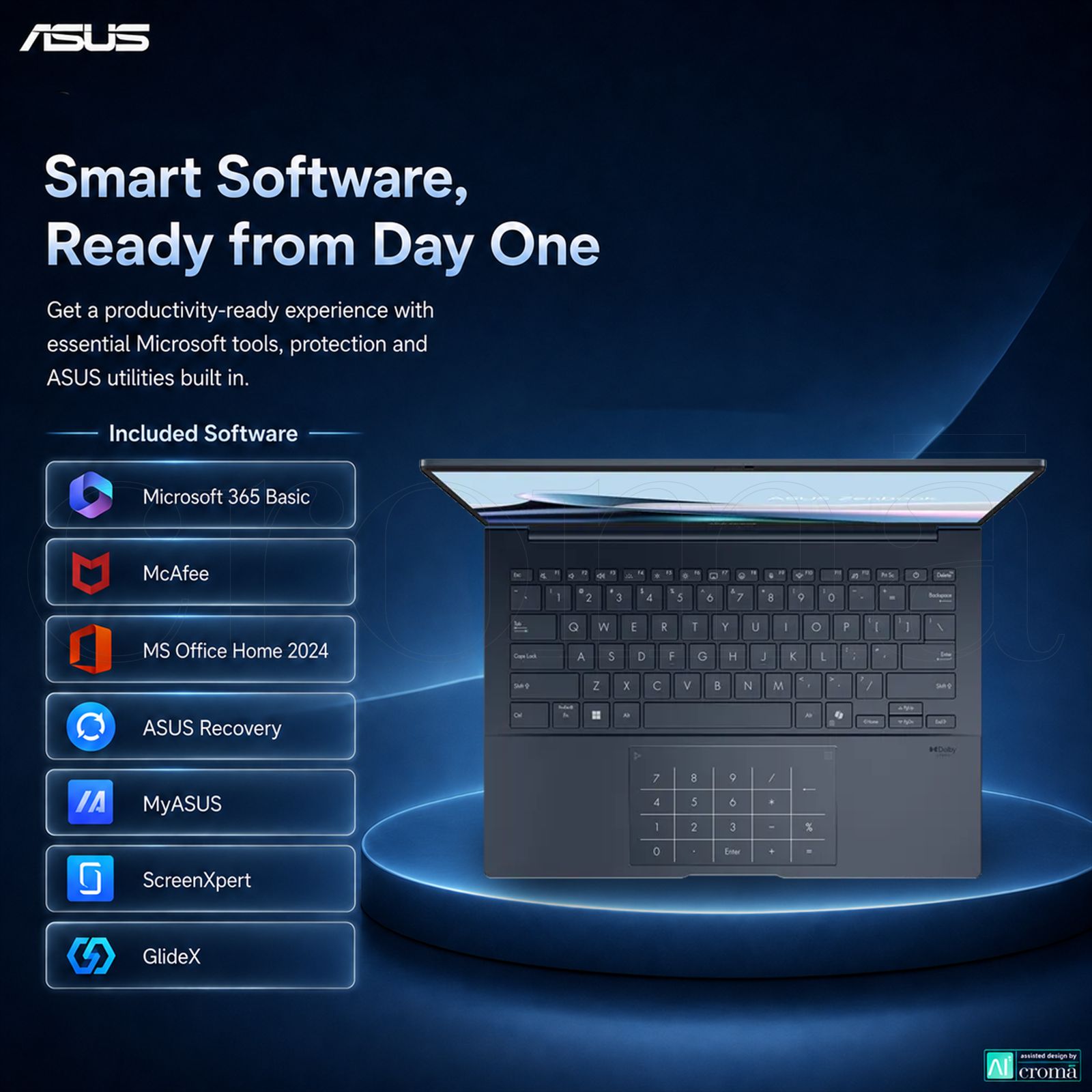 Asus Zenbook 14 Intel Core Ultra 9 285H Touchscreen Thin & Light Laptop (32GB, 1TB SSD, Windows 11 Home, 14 inch Full HD+ OLED Display, MS Office Home 2024, Ponder Blue, 1.28 KG)_6