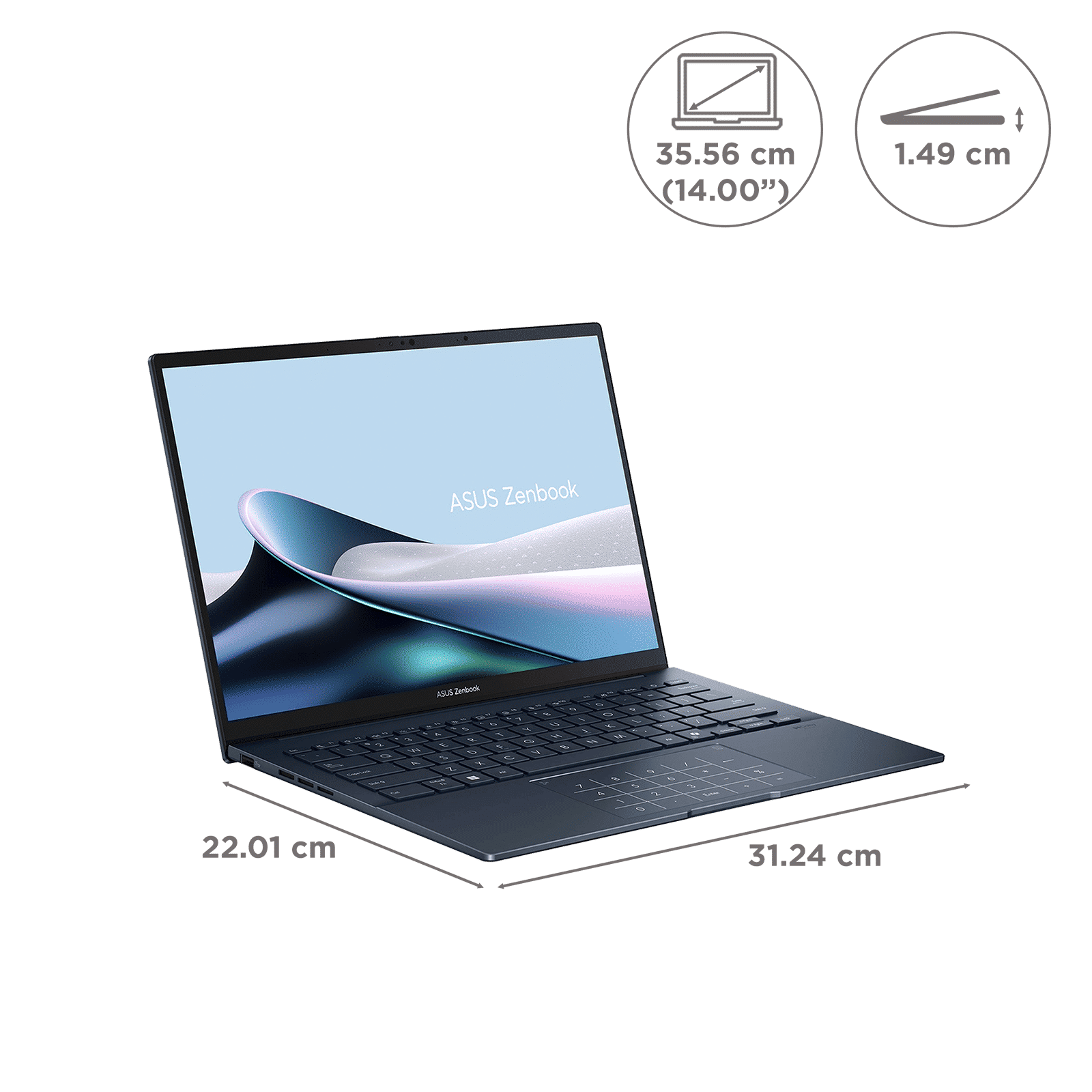 Asus Zenbook 14 Intel Core Ultra 9 285H Touchscreen Thin & Light Laptop (32GB, 1TB SSD, Windows 11 Home, 14 inch Full HD+ OLED Display, MS Office Home 2024, Ponder Blue, 1.28 KG)_8