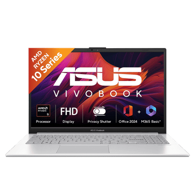 Asus Vivobook Go 15 AMD Ryzen 5 40 Thin & Light Laptop (16GB, 512GB SSD, Windows 11 Home, 15.6 inch Full HD IPS Display, MS Office Home 2024, Cool Silver, 1.63 KG)