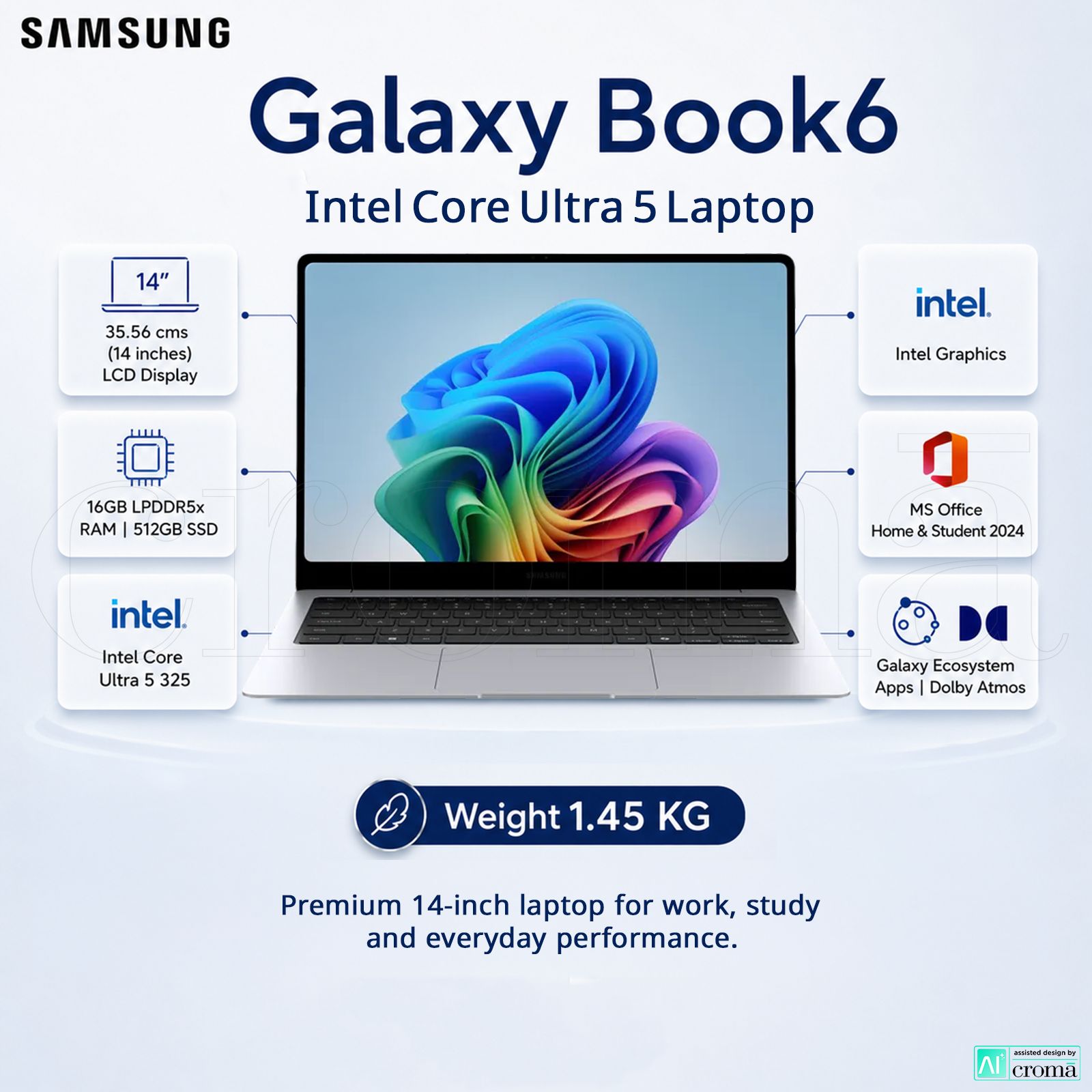 SAMSUNG Galaxy Book6 Intel Core Ultra 5 Laptop (16GB, 512GB SSD, Windows 11 Home, 14 inch LCD Display, MS Office Home & Student 2024, Silver, 1.45 KG) SAMSUNG Galaxy Book6 Intel Core Ultra 5 Laptop (16GB, 512GB SSD, Windows 11 Home, 14 inch LCD Display, MS Office Home & Student 2024, Silver, 1.45 KG)_2