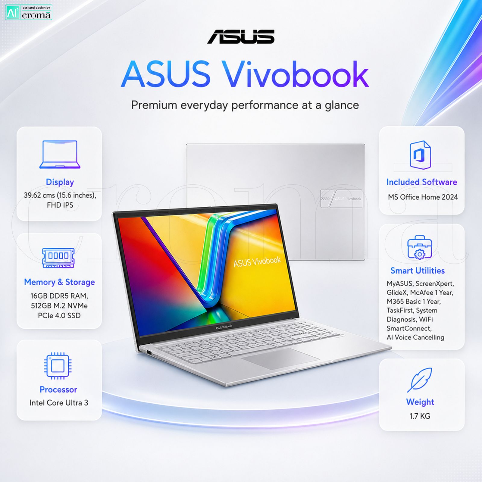 ASUS Vivobook 15 Intel Core 3 Laptop (16GB, 512GB SSD, Windows 11 Home, 15.6 inch FHD IPS Display, MS Office Home 2024, Cool Silver, 1.7 KG) ASUS Vivobook 15 Intel Core 3 Laptop (16GB, 512GB SSD, Windows 11 Home, 15.6 inch FHD IPS Display, MS Office Home 2024, Cool Silver, 1.7 KG)_2