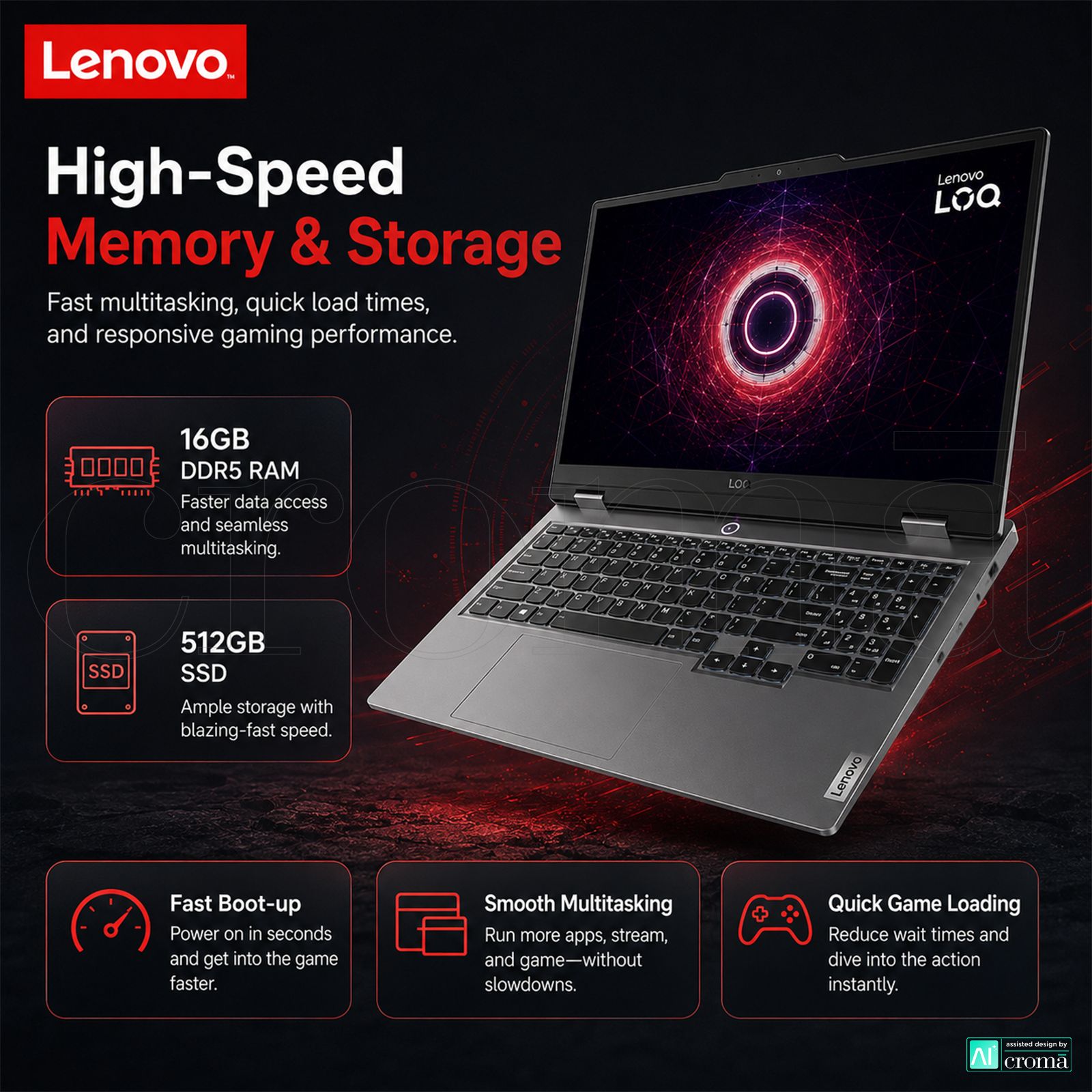 Lenovo LOQ 15IAX9 Intel Core i5 12th Gen Gaming Laptop (16GB, 512GB SSD, Windows 11 Home, 6GB Graphics, 15.6 inch 144 Hz Full HD IPS Display, NVIDIA GefORCE RTX 3050, MS Office Home 2024, Luna Grey, 2.38 KG)_4