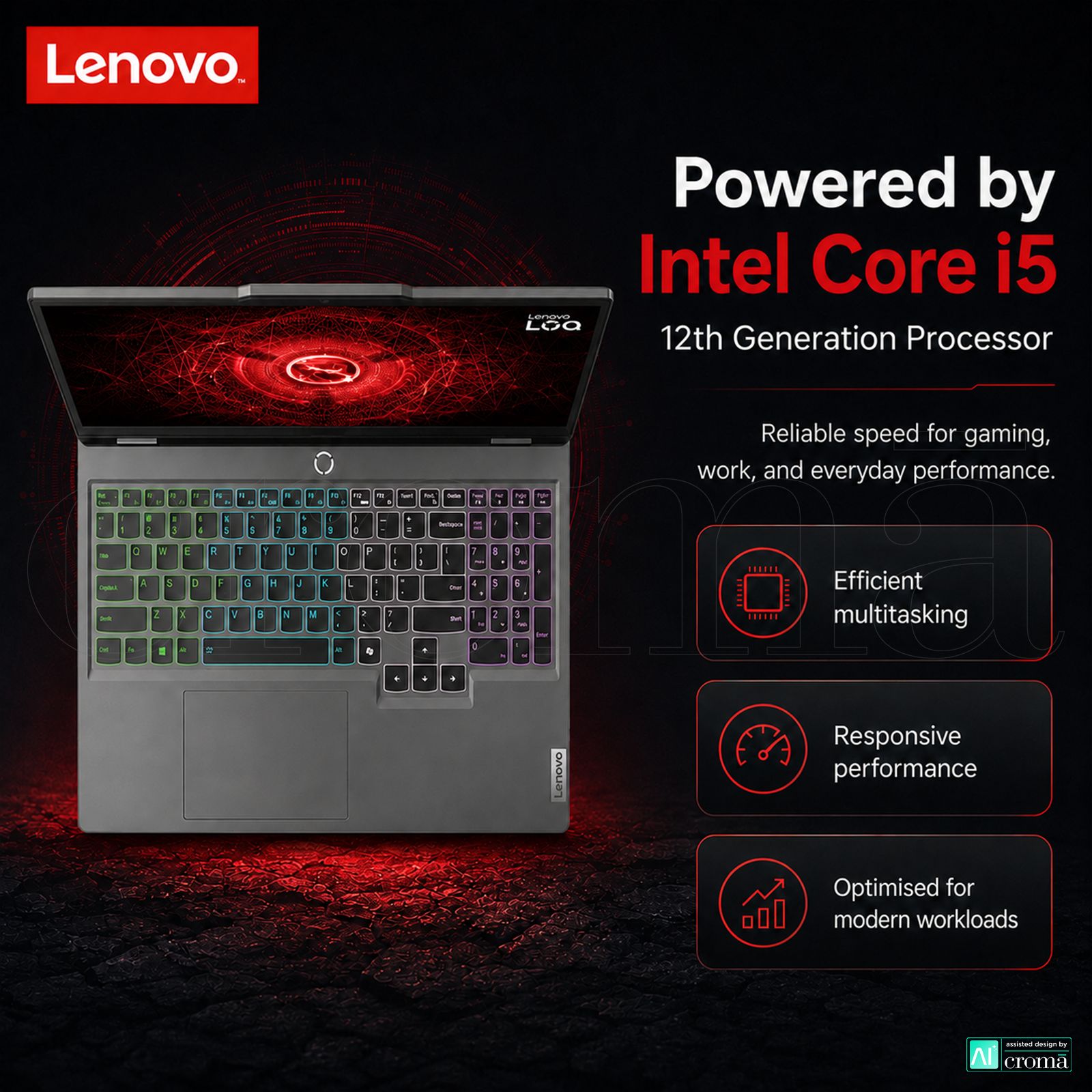 Lenovo LOQ 15IAX9 Intel Core i5 12th Gen Gaming Laptop (16GB, 512GB SSD, Windows 11 Home, 6GB Graphics, 15.6 inch 144 Hz Full HD IPS Display, NVIDIA GefORCE RTX 3050, MS Office Home 2024, Luna Grey, 2.38 KG)_5