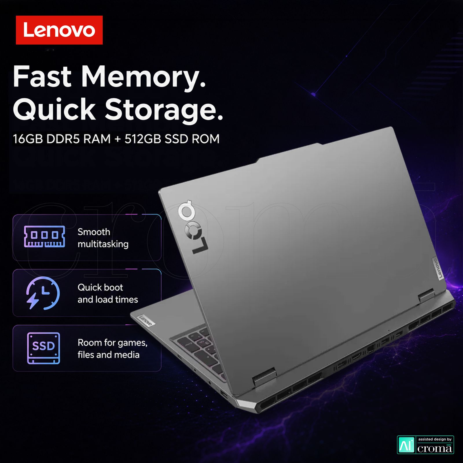 Lenovo LOQ 15IRX10 Intel Core i7 13th Gen Gaming Laptop (16GB, 512GB SSD, Windows 11 Home, 8GB Graphics, 15.6 inch 144 Hz Full HD IPS Display, NVIDIA GefORCE RTX 5050, MS Office Home 2024, Luna Grey, 2.38 KG)_5