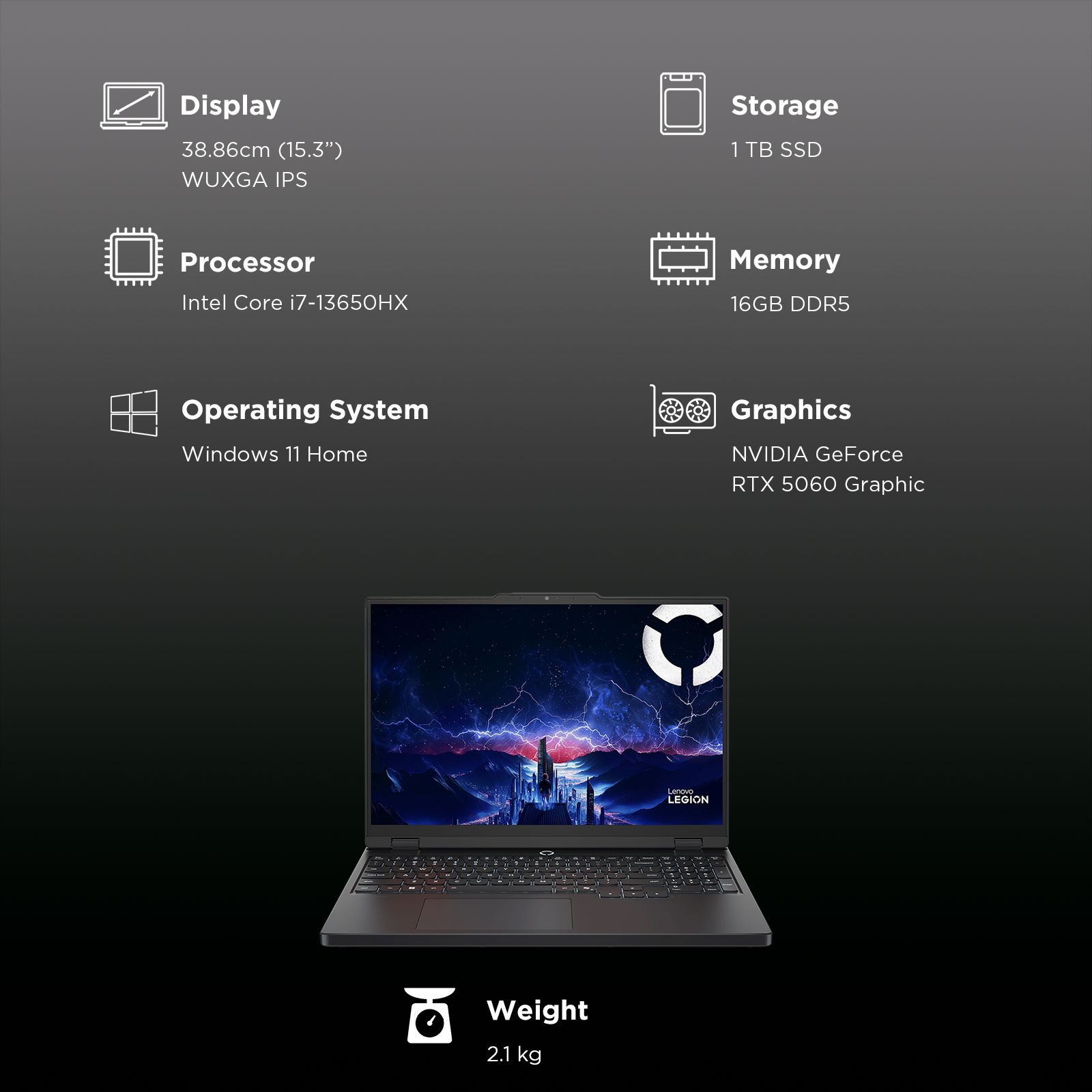 Lenovo Legion 5 15IRX10 Intel Core i7 13th Gen Gaming Laptop (16GB, 1TB SSD, Windows 11 Home, 8GB Graphics, 15.3 Inch 165 Hz WUXGA IPS Display, NVIDIA GeForce RTX 5060, MS Office Home 2024, Eclipse Black, 2.1 KG) Lenovo Legion 5 15IRX10 Intel Core i7 13th Gen Gaming Laptop (16GB, 1TB SSD, Windows 11 Home, 8GB Graphics, 15.3 Inch 165 Hz WUXGA IPS Display, NVIDIA GeForce RTX 5060, MS Office Home 2024, Eclipse Black, 2.1 KG)_7