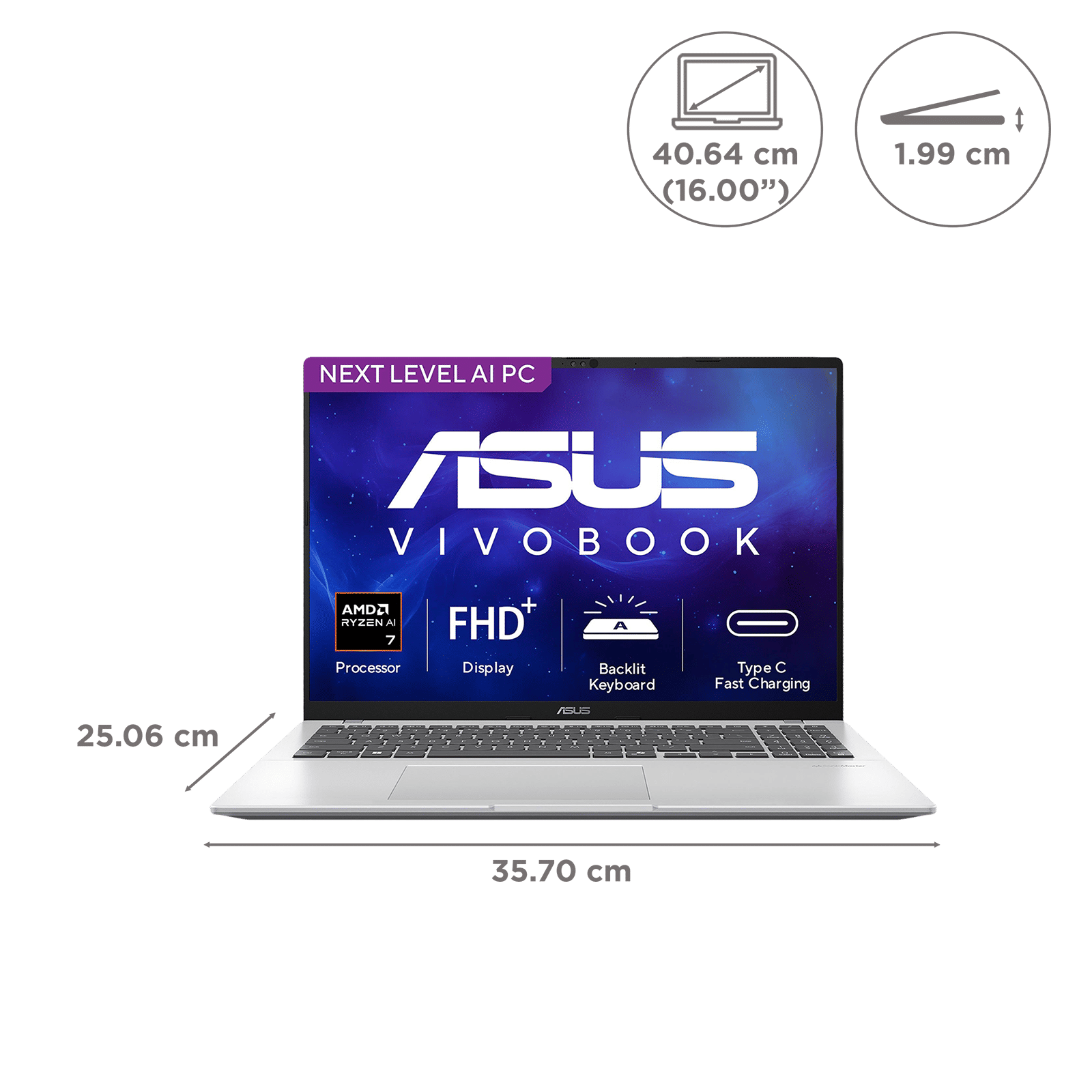 ASUS Vivobook 16 AMD Ryzen AI 7 Thin and Light Laptop (16GB, 512GB SSD, Windows 11 Home, 16 inch WUXGA IPS Display, MS Office Home 2024, Cool Silver, 1.88 KG) ASUS Vivobook 16 AMD Ryzen AI 7 Thin and Light Laptop (16GB, 512GB SSD, Windows 11 Home, 16 inch WUXGA IPS Display, MS Office Home 2024, Cool Silver, 1.88 KG)_2