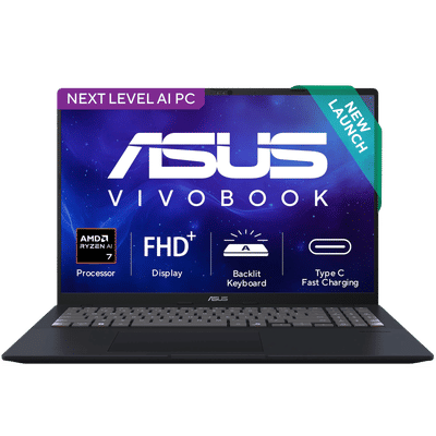 ASUS Vivobook 16 AMD Ryzen AI 7 Thin and Light Laptop (16GB, 512GB SSD, Windows 11 Home, 16 inch WUXGA IPS Display, MS Office Home 2024, Quiet Blue, 1.88 KG)