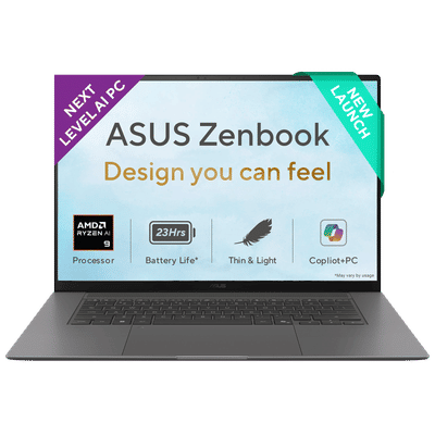 ASUS Zenbook S16 AMD Ryzen AI 9 Touchscreen Thin & Light Laptop (32GB, 1TB SSD, Windows 11 Home, 16 inch 3K OLED Display, MS Office Home 2024, Antrim Gray, 1.5 KG)