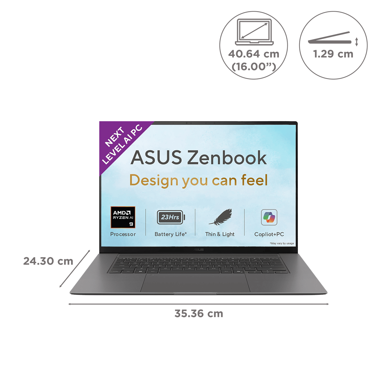 ASUS Zenbook S16 AMD Ryzen AI 9 Touchscreen Thin & Light Laptop (32GB, 1TB SSD, Windows 11 Home, 16 inch 3K OLED Display, MS Office Home 2024, Antrim Gray, 1.5 KG) ASUS Zenbook S16 AMD Ryzen AI 9 Touchscreen Thin & Light Laptop (32GB, 1TB SSD, Windows 11 Home, 16 inch 3K OLED Display, MS Office Home 2024, Antrim Gray, 1.5 KG)_2