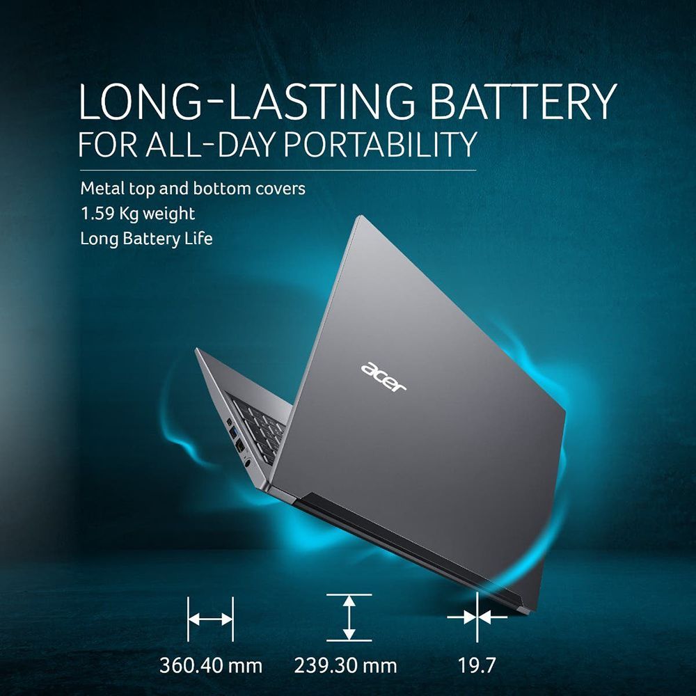 Acer Aspire Lite AMD Ryzen 3 7330U Thin & Light Laptop (8GB, 512GB SSD, Windows 11 Home, 15.6 inch Full HD IPS Display, MS Office, Steel Gray, 1.59 KG)_6