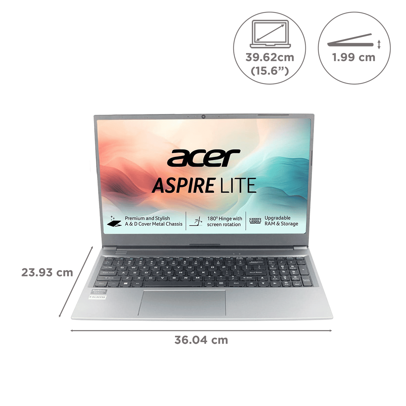 acer Aspire Lite AMD Ryzen 3 5400U Thin & Light Laptop (8GB, 512GB SSD, Windows 11 Home, 15.6 inch Full HD IPS Display, MS Office, Gray, 1.59 KG)_8