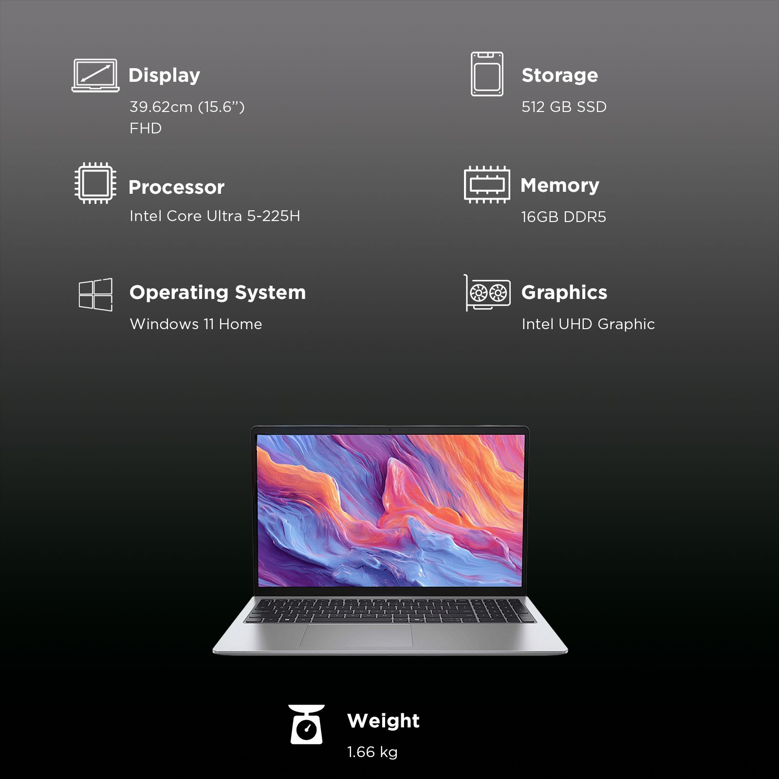 DELL DC 15260 Intel Core Ultra 5 225H Thin & Light Laptop (16GB, 512GB SSD, Windows 11 Home, 15.6 inch Full HD Anti-Glare Display, MS Office Home 2024, Platinum Silver, 1.66 KG) DELL DC 15260 Intel Core Ultra 5 225H Thin & Light Laptop (16GB, 512GB SSD, Windows 11 Home, 15.6 inch Full HD Anti-Glare Display, MS Office Home 2024, Platinum Silver, 1.66 KG)_9