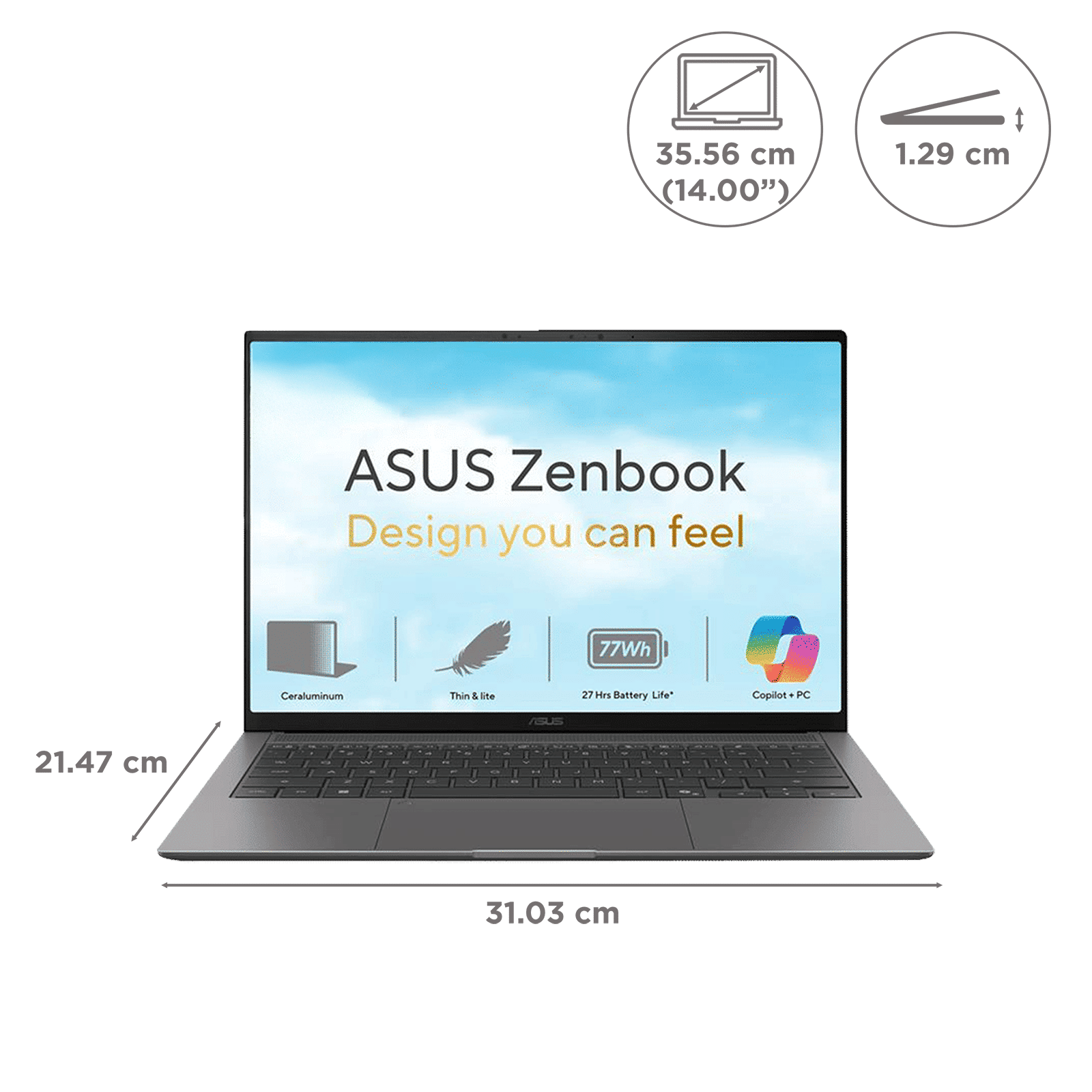 ASUS Zenbook S14 Intel Core Ultra 7 355 Touchscreen Laptop (16GB, 512GB SSD, Windows 11 Home, 14 inch 3K OLED Display, MS Office 2024, Antrim Gray, 1.2 KG) ASUS Zenbook S14 Intel Core Ultra 7 355 Touchscreen Laptop (16GB, 512GB SSD, Windows 11 Home, 14 inch 3K OLED Display, MS Office 2024, Antrim Gray, 1.2 KG)_2