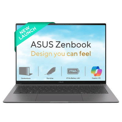 ASUS Zenbook S14 Intel Core Ultra 9 386H Touchscreen Laptop (16GB, 512GB SSD, Windows 11 Home, 14 inch 3K OLED Display, MS Office 2024, Antrim Gray, 1.2 KG)