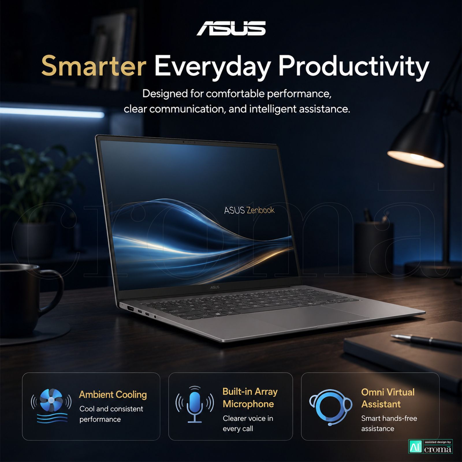 ASUS Zenbook S14 Intel Core Ultra 9 386H Touchscreen Laptop (16GB, 512GB SSD, Windows 11 Home, 14 inch 3K OLED Display, MS Office 2024, Antrim Gray, 1.2 KG)_7
