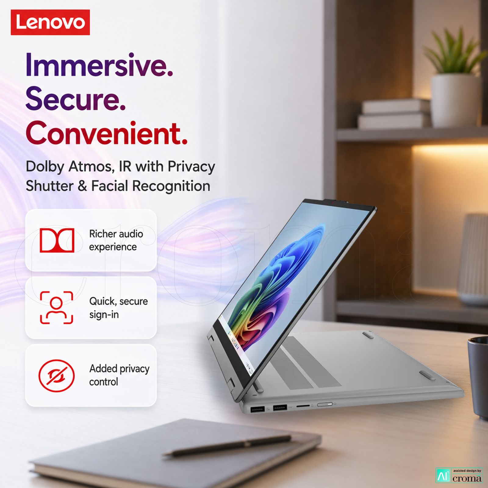 Lenovo IdeaPad Slim 5 14IPH11 Intel Core Ultra 5 Thin & Light Laptop (16GB, 512GB SSD, Windows 11 Home, 14 inch WUXGA OLED Display, MS Office 2024, Luna Grey, 1.37 KG) Lenovo IdeaPad Slim 5 14IPH11 Intel Core Ultra 5 Thin & Light Laptop (16GB, 512GB SSD, Windows 11 Home, 14 inch WUXGA OLED Display, MS Office 2024, Luna Grey, 1.37 KG)_7