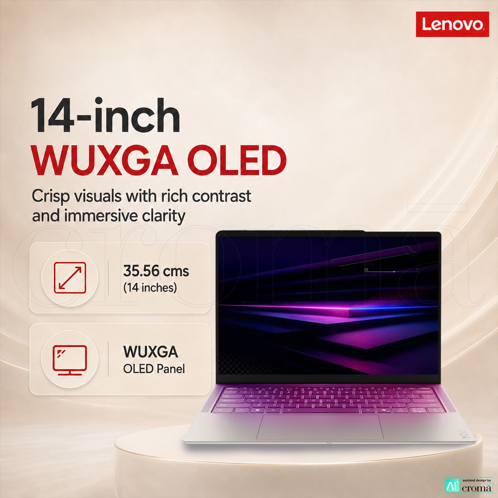Lenovo Yoga Slim 7 14IPH11 Intel Core Ultra 5 Thin & Light Laptop (16GB, 512GB SSD, Windows 11 Home, 14 inch WUXGA OLED Display, MS Office 2024, Seashell, 1.14 KG)_3