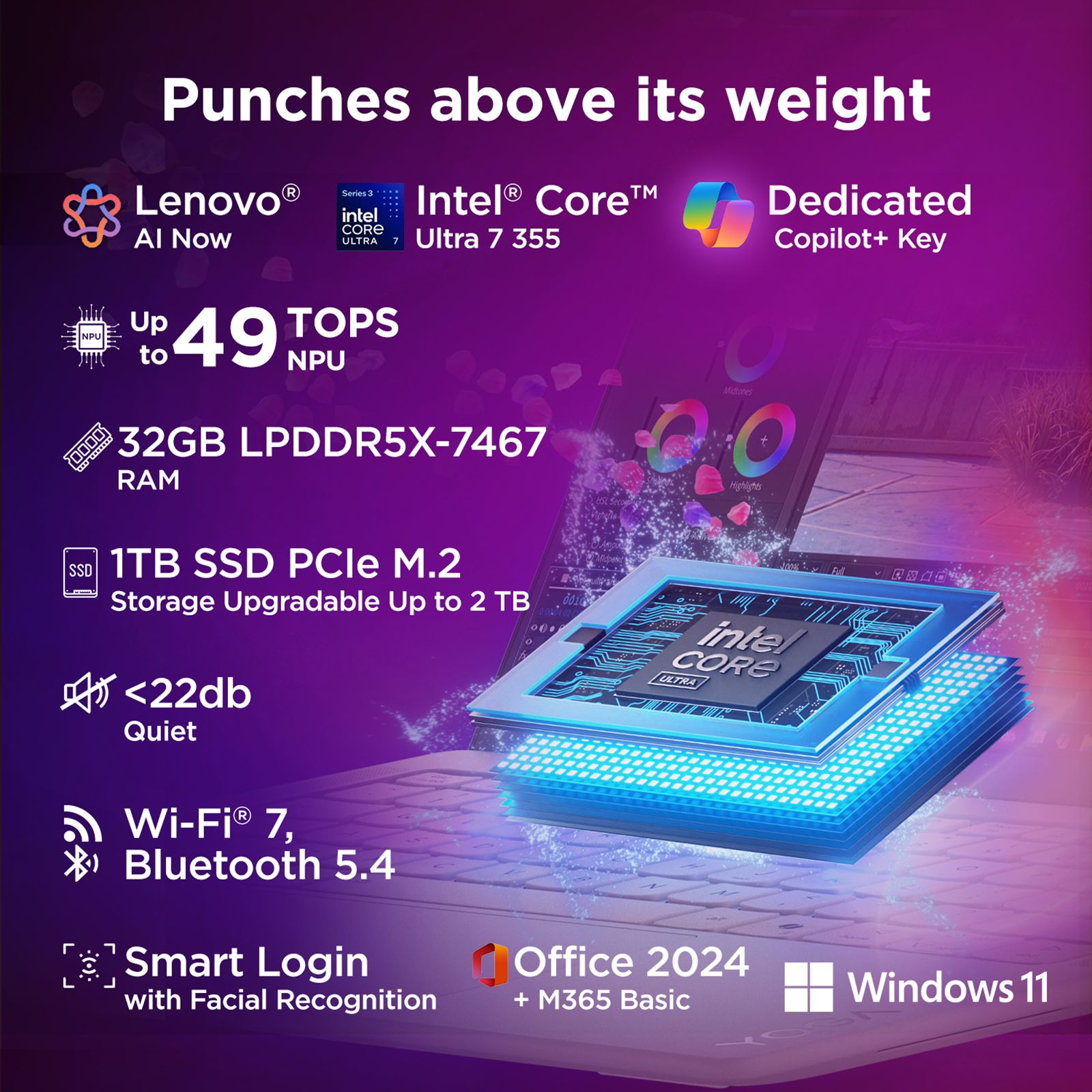 Lenovo Yoga Slim 7 Ultra 14IPH11 Intel Core Ultra 7 Touchscreen Thin & Light Laptop (32GB, 1TB SSD, Windows 11 Home, 14 inch 2.8K WQXGA+ POLED Display, MS Office Home 2024, Cosmic Blue, 0.97 KG) Lenovo Yoga Slim 7 Ultra 14IPH11 Intel Core Ultra 7 Touchscreen Thin & Light Laptop (32GB, 1TB SSD, Windows 11 Home, 14 inch 2.8K WQXGA+ POLED Display, MS Office Home 2024, Cosmic Blue, 0.97 KG)_5