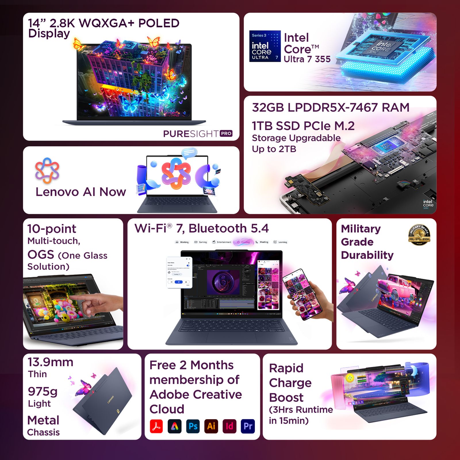 Lenovo Yoga Slim 7 Ultra 14IPH11 Intel Core Ultra 7 Touchscreen Thin & Light Laptop (32GB, 1TB SSD, Windows 11 Home, 14 inch 2.8K WQXGA+ POLED Display, MS Office Home 2024, Cosmic Blue, 0.97 KG) Lenovo Yoga Slim 7 Ultra 14IPH11 Intel Core Ultra 7 Touchscreen Thin & Light Laptop (32GB, 1TB SSD, Windows 11 Home, 14 inch 2.8K WQXGA+ POLED Display, MS Office Home 2024, Cosmic Blue, 0.97 KG)_6