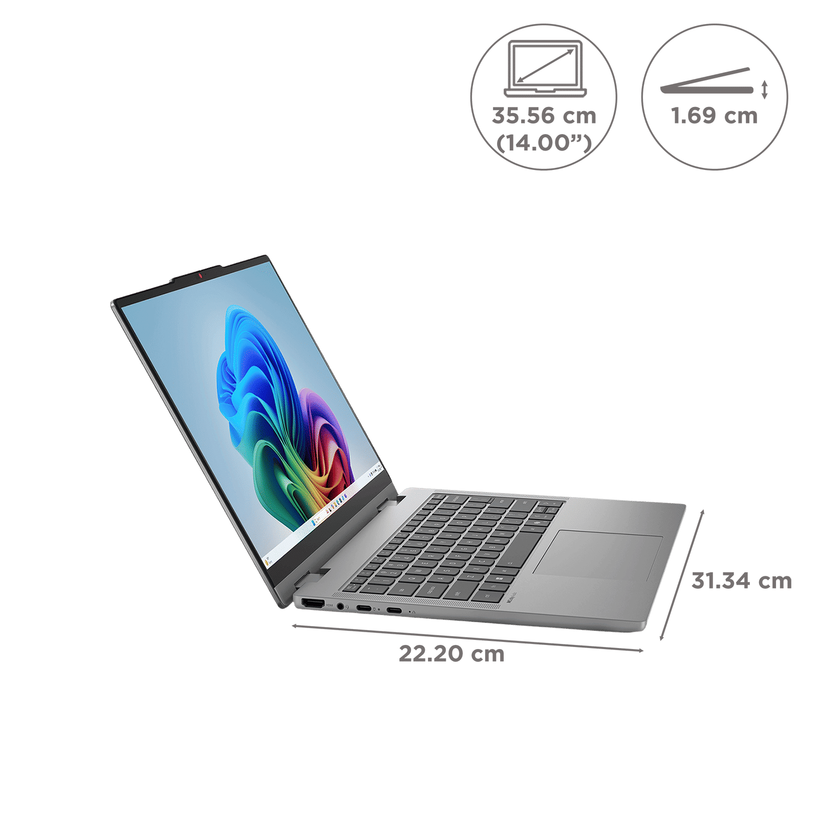 Lenovo IdeaPad Slim 5 14IPH11 Intel Core Ultra 7 Thin & Light Laptop (16GB, 512GB SSD, Windows 11 Home, 14 inch WUXGA OLED Display, MS Office 2024, Luna Grey, 1.37 KG)_4