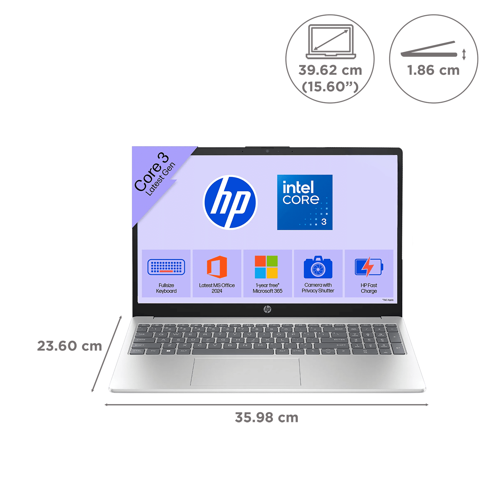 HP 15-fd1299TU Intel Core 3 100U Laptop (8GB, 512GB SSD, Windows 11 Home, 15.6 inch Full HD IPS Display, MS Office 2024, Natural Silver, 1.65 KG) HP 15-fd1299TU Intel Core 3 100U Laptop (8GB, 512GB SSD, Windows 11 Home, 15.6 inch Full HD IPS Display, MS Office 2024, Natural Silver, 1.65 KG)_13