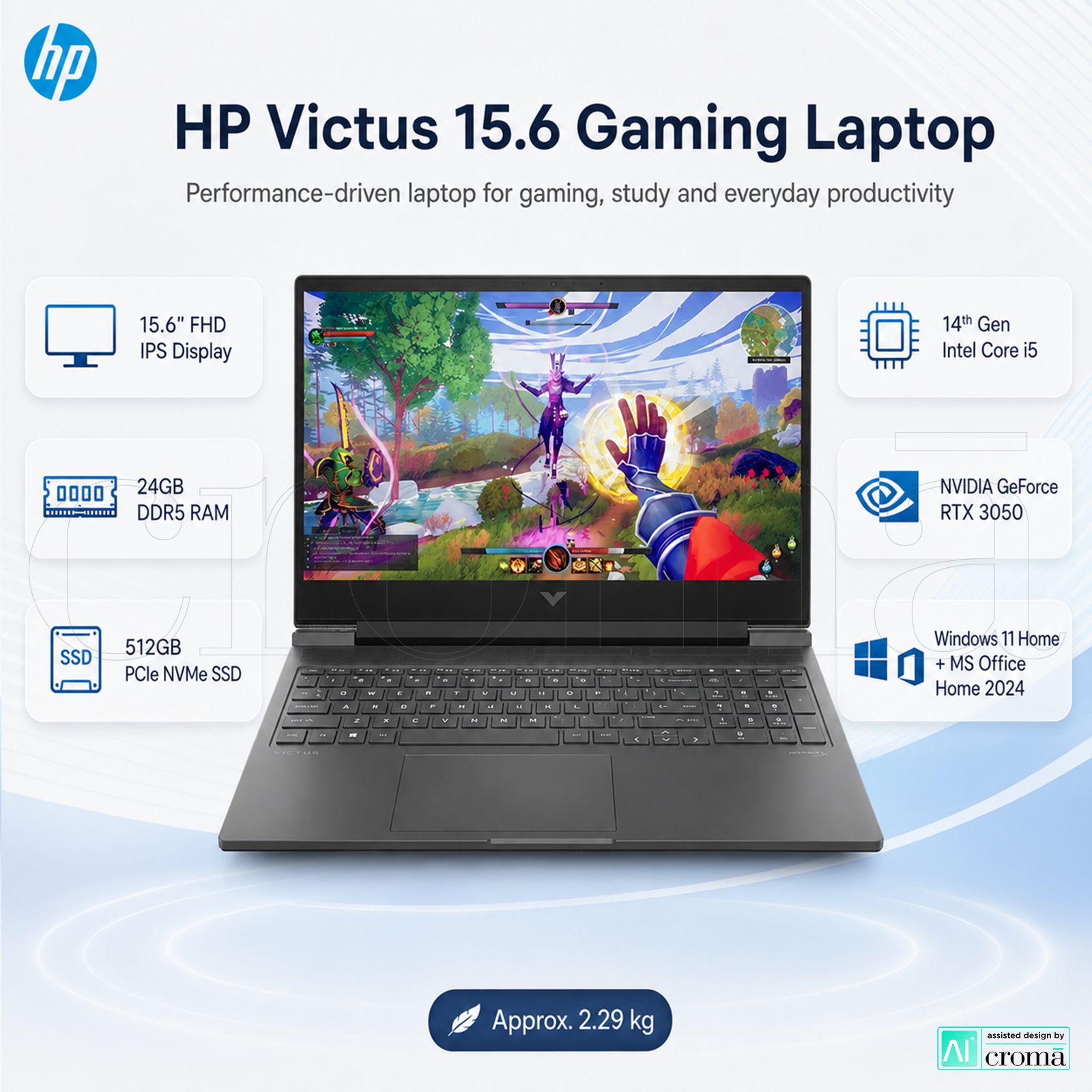 HP Victus 15-fa2316TX Intel Core i5 14th Gen Gaming Laptop (24GB, 512GB SSD, Windows 11 Home, 6GB Graphics, 15.6 inch 144 Hz Full HD IPS Display, NVIDIA GeForce RTX 3050, Mica Silver, 2.29 KG) HP Victus 15-fa2316TX Intel Core i5 14th Gen Gaming Laptop (24GB, 512GB SSD, Windows 11 Home, 6GB Graphics, 15.6 inch 144 Hz Full HD IPS Display, NVIDIA GeForce RTX 3050, Mica Silver, 2.29 KG)_2