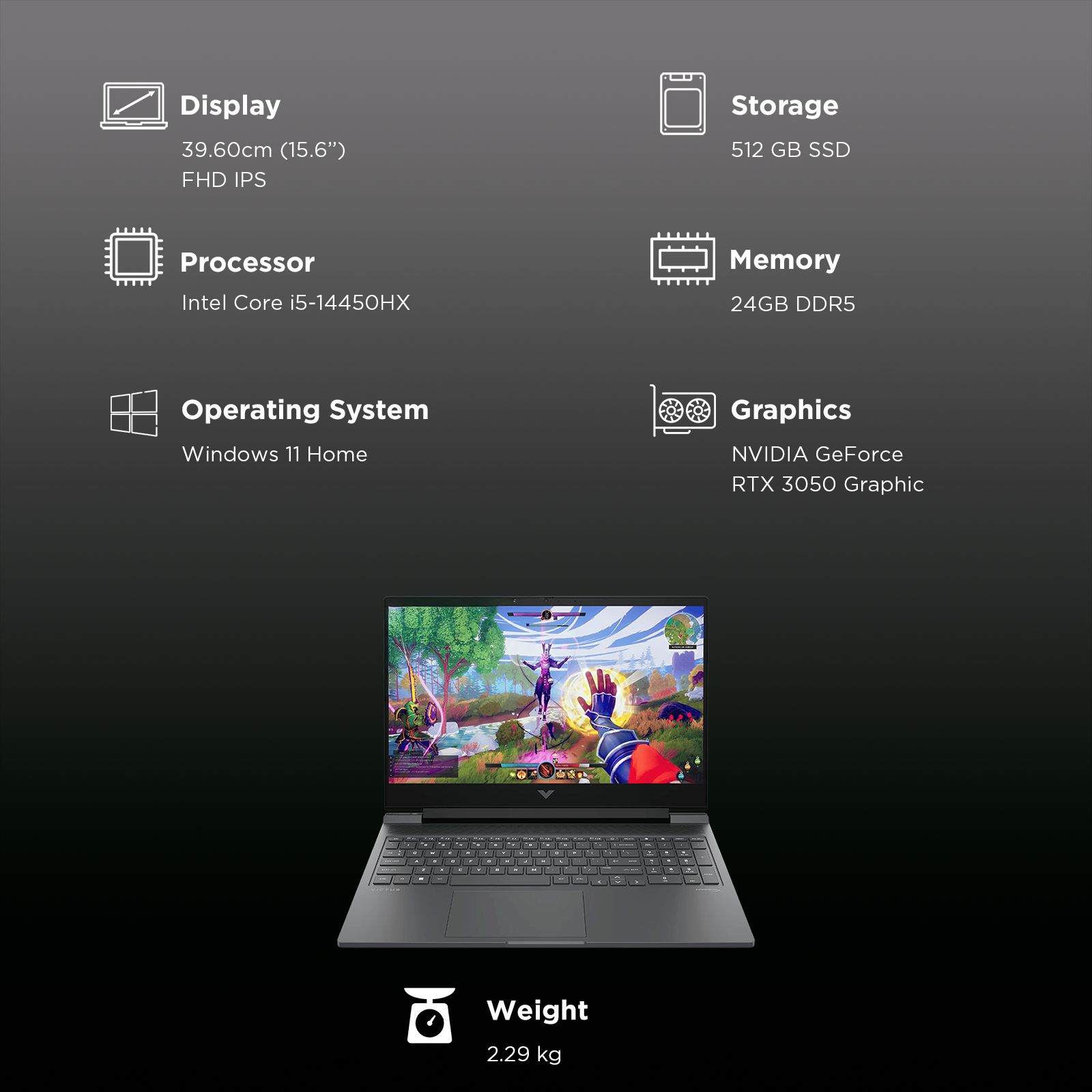 HP Victus 15-fa2316TX Intel Core i5 14th Gen Gaming Laptop (24GB, 512GB SSD, Windows 11 Home, 6GB Graphics, 15.6 inch 144 Hz Full HD IPS Display, NVIDIA GeForce RTX 3050, Mica Silver, 2.29 KG) HP Victus 15-fa2316TX Intel Core i5 14th Gen Gaming Laptop (24GB, 512GB SSD, Windows 11 Home, 6GB Graphics, 15.6 inch 144 Hz Full HD IPS Display, NVIDIA GeForce RTX 3050, Mica Silver, 2.29 KG)_9