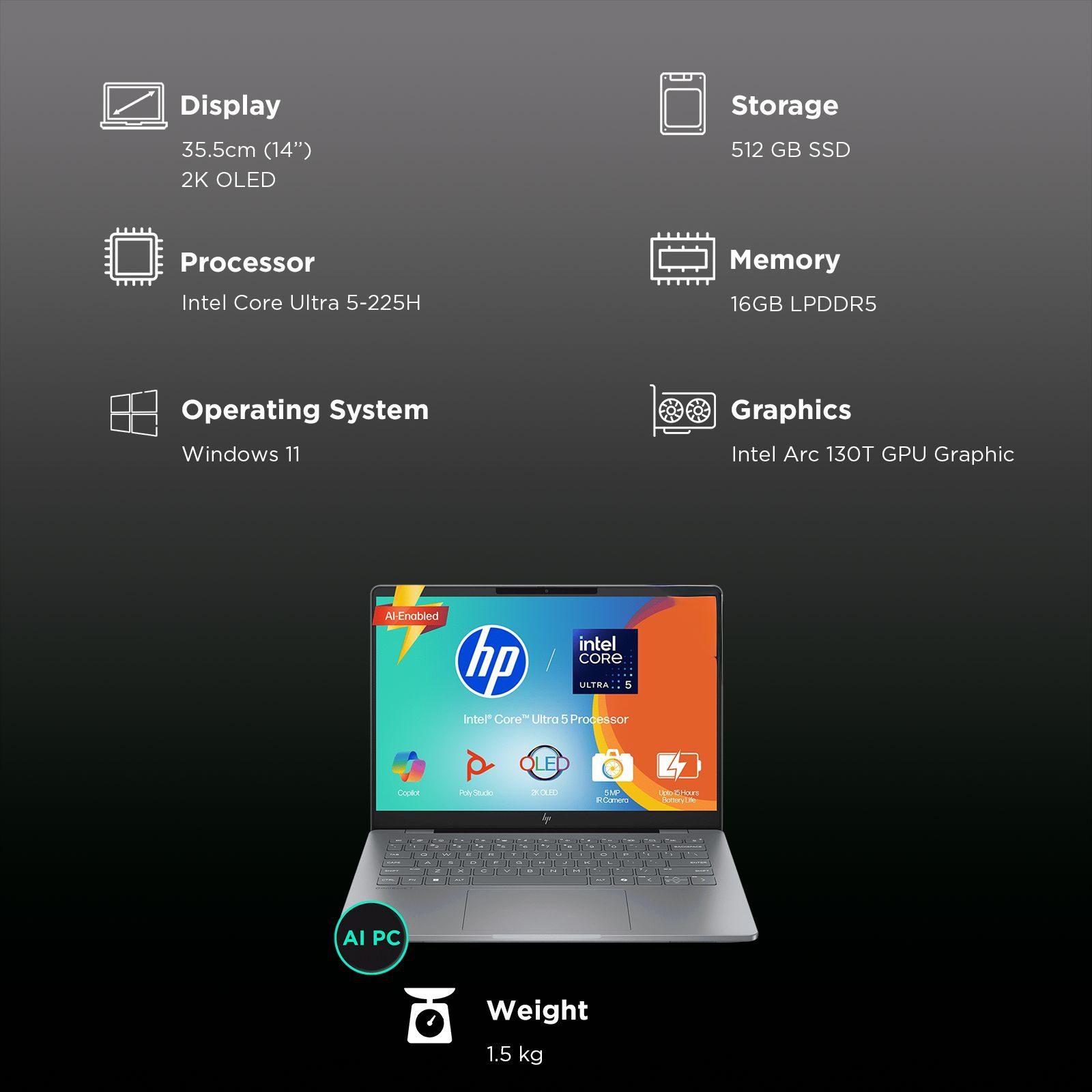 HP OmniBook 7 Intel Core Ultra 5 Laptop (16GB, 512GB SSD, Windows 11, 14 inch 2K OLED Display, MS Office 2024, Meteor Silver, 1.41 KG) HP OmniBook 7 Intel Core Ultra 5 Laptop (16GB, 512GB SSD, Windows 11, 14 inch 2K OLED Display, MS Office 2024, Meteor Silver, 1.41 KG)_21