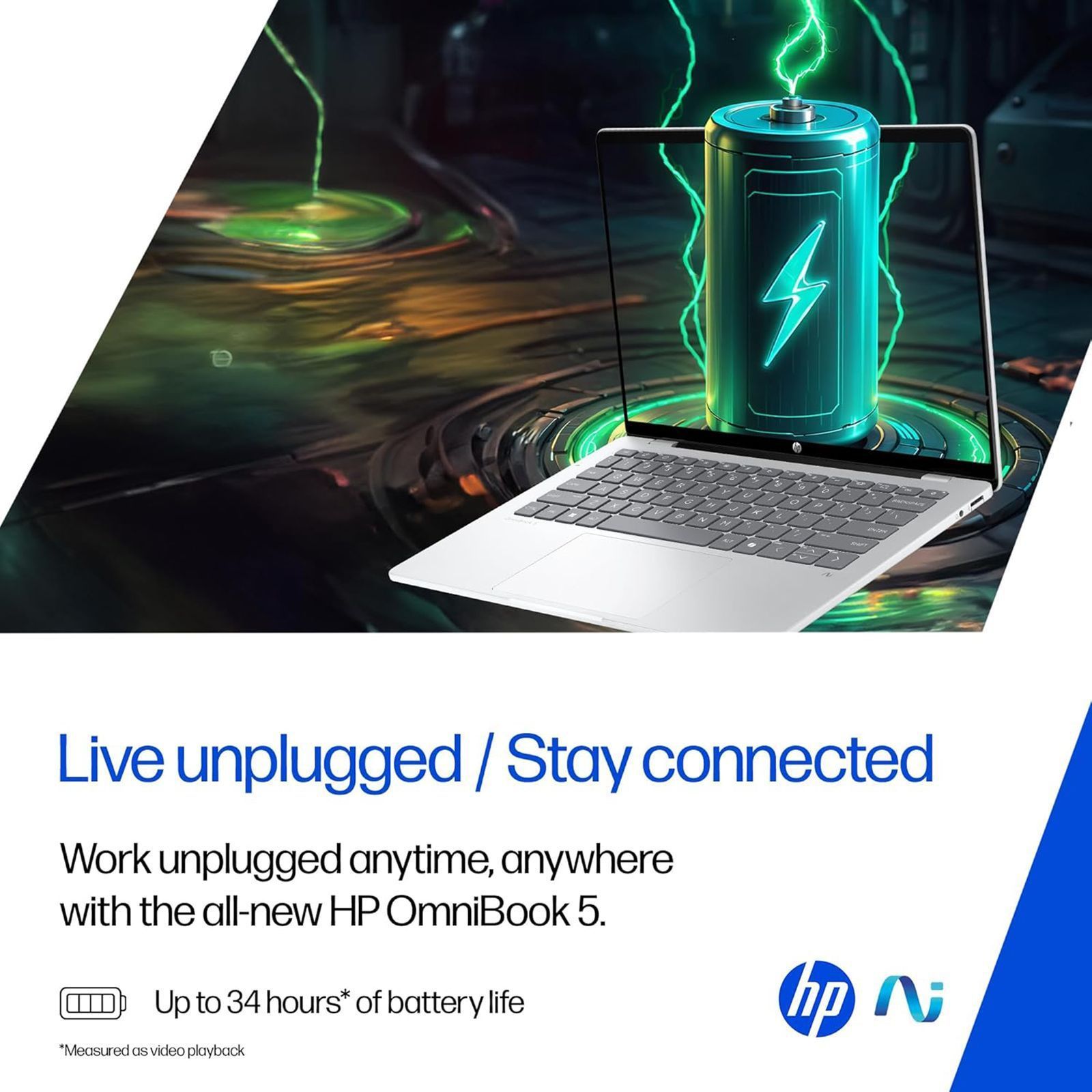 HP OmniBook 5 14-he0015QU Qualcomm Snapdragon X Thin & Light Laptop (16GB, 1TB SSD, Windows 11 Home, 14 inch 2K OLED Display, MS Office Home 2024, Glacier Silver, 1.35 KG)_2