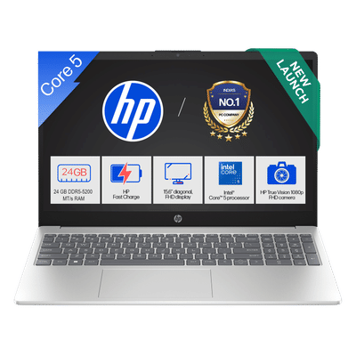 HP 15-fd0901TU Intel Core 5 Laptop (24GB, 512GB SSD, Windows 11 Home, 15.6 inch Full HD IPS Display, MS Office 2024, Natural Silver, 1.59 KG)