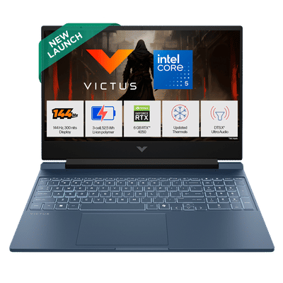 HP Victus 15-fa2508TX Intel Core 5 Gaming Laptop (24GB, 512GB SSD, Windows 11 Home, 6GB Graphics, 15.6 inch 144 Hz Full HD IPS Display, NVIDIA GeForce RTX 4050, MS Office Home 2024, Performance Blue, 2.29 KG)