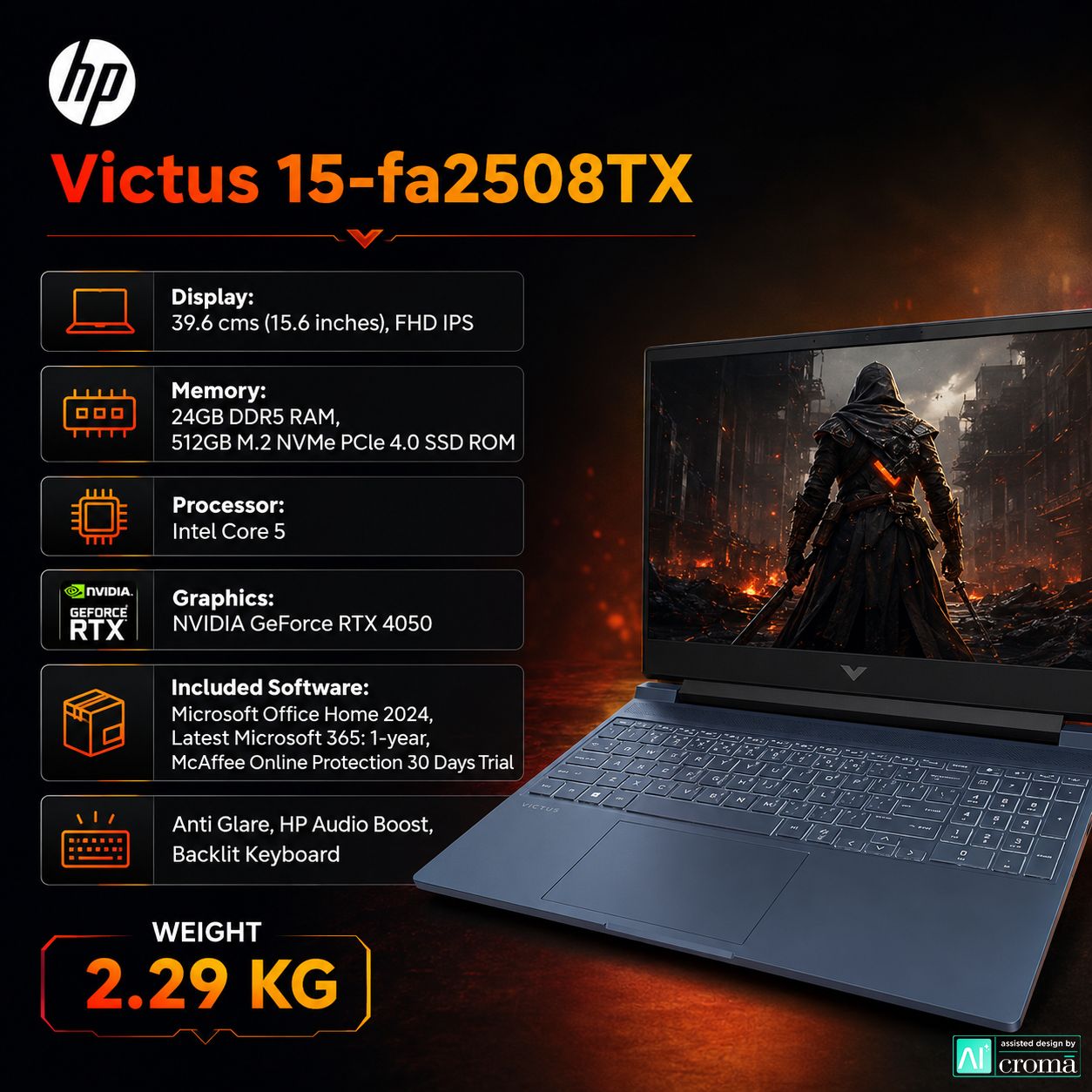HP Victus 15-fa2508TX Intel Core 5 Gaming Laptop (24GB, 512GB SSD, Windows 11 Home, 6GB Graphics, 15.6 inch 144 Hz Full HD IPS Display, NVIDIA GeForce RTX 4050, MS Office Home 2024, Performance Blue, 2.29 KG) HP Victus 15-fa2508TX Intel Core 5 Gaming Laptop (24GB, 512GB SSD, Windows 11 Home, 6GB Graphics, 15.6 inch 144 Hz Full HD IPS Display, NVIDIA GeForce RTX 4050, MS Office Home 2024, Performance Blue, 2.29 KG)_2