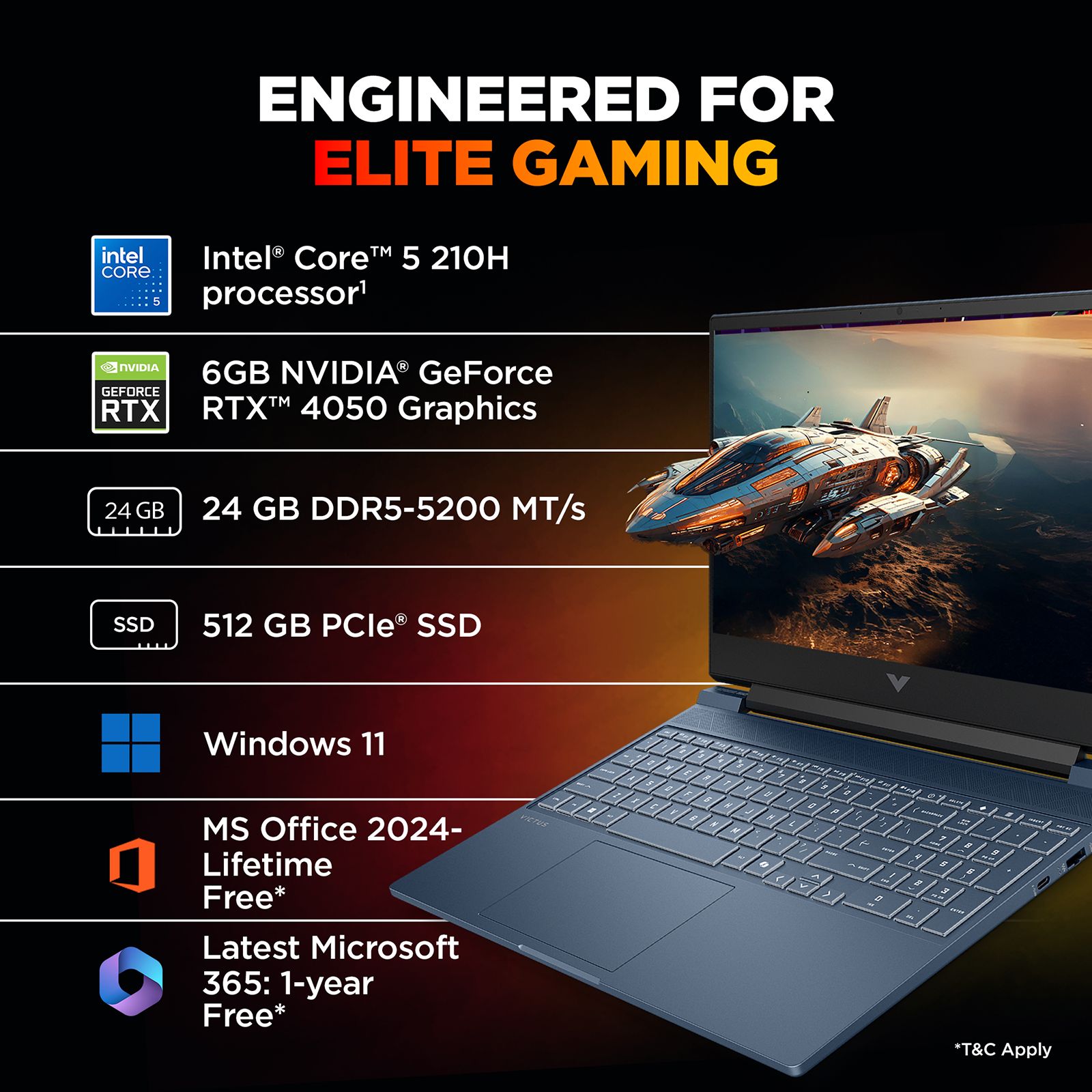 HP Victus 15-fa2508TX Intel Core 5 Gaming Laptop (24GB, 512GB SSD, Windows 11 Home, 6GB Graphics, 15.6 inch 144 Hz Full HD IPS Display, NVIDIA GeForce RTX 4050, MS Office Home 2024, Performance Blue, 2.29 KG) HP Victus 15-fa2508TX Intel Core 5 Gaming Laptop (24GB, 512GB SSD, Windows 11 Home, 6GB Graphics, 15.6 inch 144 Hz Full HD IPS Display, NVIDIA GeForce RTX 4050, MS Office Home 2024, Performance Blue, 2.29 KG)_4