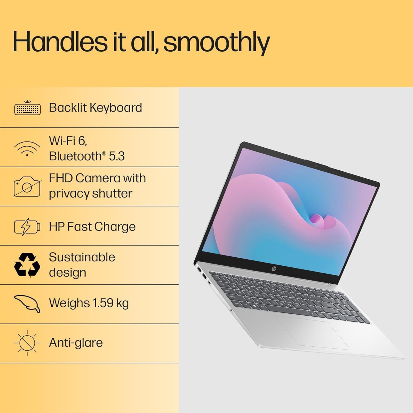 HP 15-fc0837AU AMD Ryzen 7 Laptop (16GB, 512GB SSD, Windows 11 Home, 15.6 inch Full HD IPS Display, MS Office 2024, Natural Silver, 1.59 KG) HP 15-fc0837AU AMD Ryzen 7 Laptop (16GB, 512GB SSD, Windows 11 Home, 15.6 inch Full HD IPS Display, MS Office 2024, Natural Silver, 1.59 KG)_3
