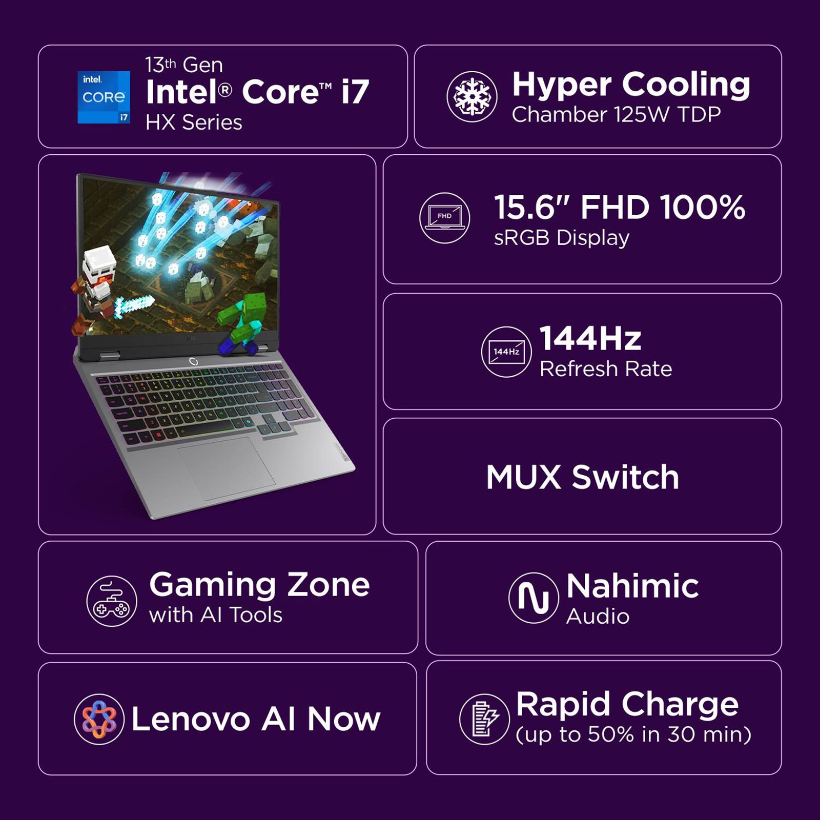 Lenovo LOQ 15IRX10 Intel Core i7 13th Gen Gaming Laptop (16GB, 1TB SSD, Windows 11 Home, 8GB Graphics, 15.6 Inch 144 Hz FHD IPS Display, NVIDIA GeForce RTX 5050, MS Office Home 2024, Luna Grey, 2.4 KG)_10