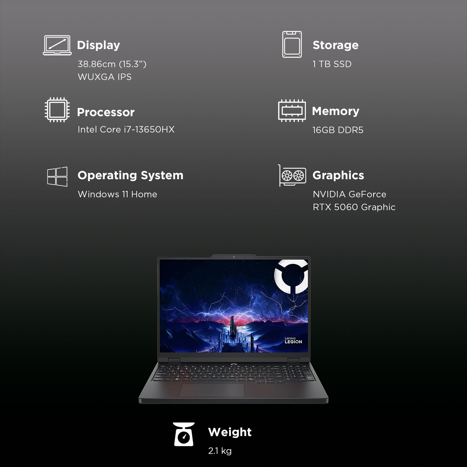 Lenovo Legion 5 15IRX10 Intel Core i7 13th Gen Gaming Laptop (16GB, 1TB SSD, Windows 11 Home, 8GB Graphics, 15.3 Inch 165 Hz WUXGA IPS Display, NVIDIA GeForce RTX 5060, MS Office Home 2024, Eclipse Black, 2.1 KG) Lenovo Legion 5 15IRX10 Intel Core i7 13th Gen Gaming Laptop (16GB, 1TB SSD, Windows 11 Home, 8GB Graphics, 15.3 Inch 165 Hz WUXGA IPS Display, NVIDIA GeForce RTX 5060, MS Office Home 2024, Eclipse Black, 2.1 KG)_7