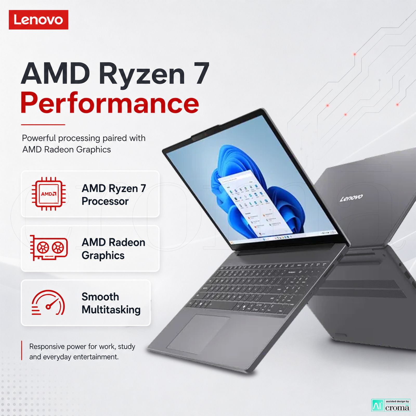 Lenovo IdeaPad Slim 3 15ARP10 AMD Ryzen 7 Thin & Light (16GB, 512GB SSD, Windows 11 Home, 15.3 inch WUXGA IPS Display, MS Office Home 2024, Luna Grey, 1.59 KG)_4