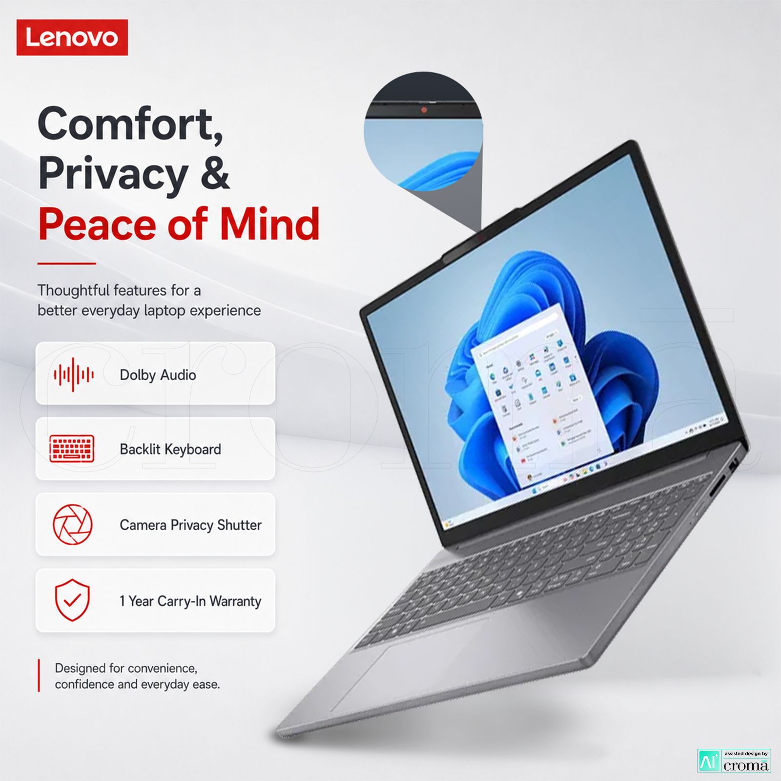 Lenovo IdeaPad Slim 3 15ARP10 AMD Ryzen 7 Thin & Light (16GB, 512GB SSD, Windows 11 Home, 15.3 inch WUXGA IPS Display, MS Office Home 2024, Luna Grey, 1.59 KG)_5
