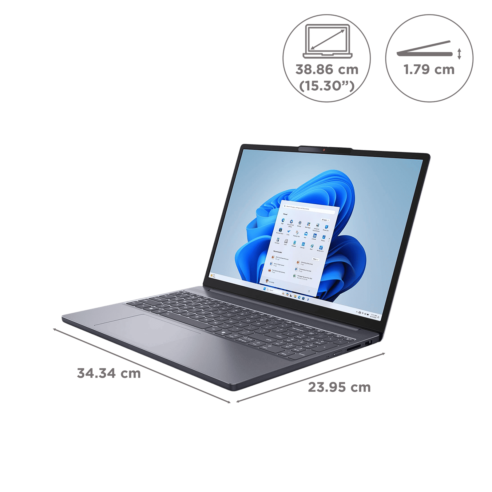 Lenovo IdeaPad Slim 3 15ARP10 AMD Ryzen 7 Thin & Light (16GB, 512GB SSD, Windows 11 Home, 15.3 inch WUXGA IPS Display, MS Office Home 2024, Luna Grey, 1.59 KG)_8