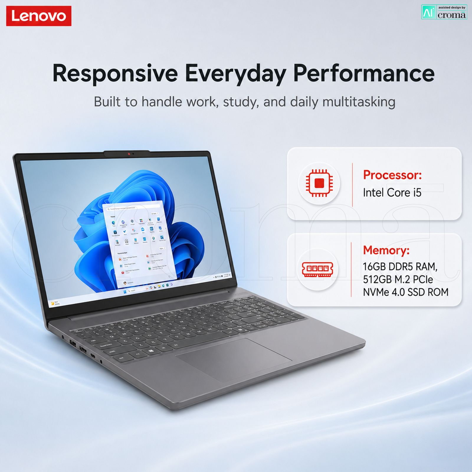 Lenovo IdeaPad Slim 3 15IRH10 Intel Core i5 Thin & Light (16GB, 512GB SSD, Windows 11 Home, 15.3 inch WUXGA IPS Display, MS Office Home 2024, Luna Grey, 1.59 KG) Lenovo IdeaPad Slim 3 15IRH10 Intel Core i5 Thin & Light (16GB, 512GB SSD, Windows 11 Home, 15.3 inch WUXGA IPS Display, MS Office Home 2024, Luna Grey, 1.59 KG)_3