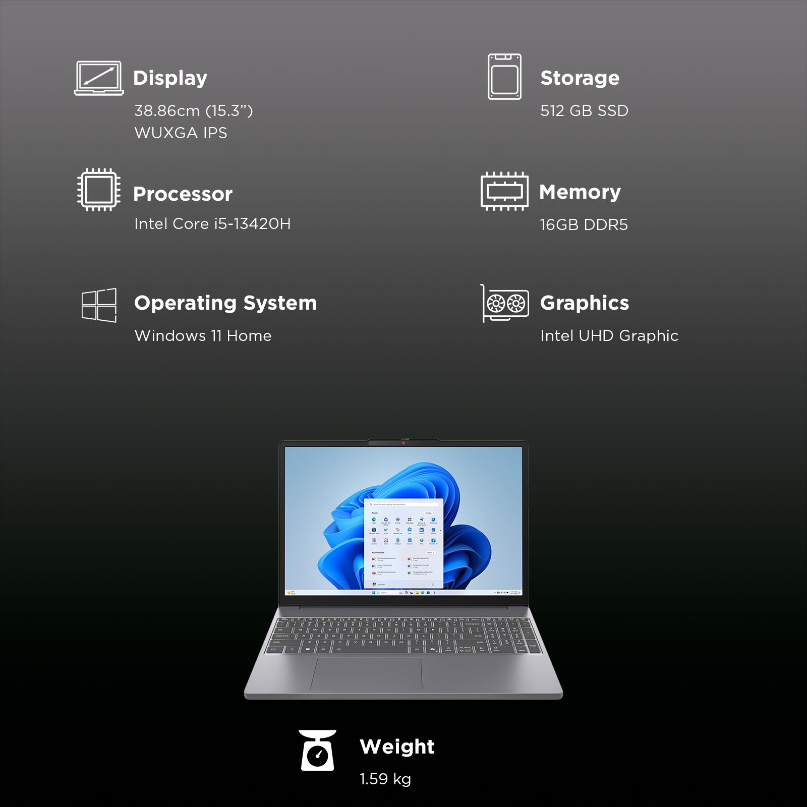 Lenovo IdeaPad Slim 3 15IRH10 Intel Core i5 Thin & Light (16GB, 512GB SSD, Windows 11 Home, 15.3 inch WUXGA IPS Display, MS Office Home 2024, Luna Grey, 1.59 KG) Lenovo IdeaPad Slim 3 15IRH10 Intel Core i5 Thin & Light (16GB, 512GB SSD, Windows 11 Home, 15.3 inch WUXGA IPS Display, MS Office Home 2024, Luna Grey, 1.59 KG)_3