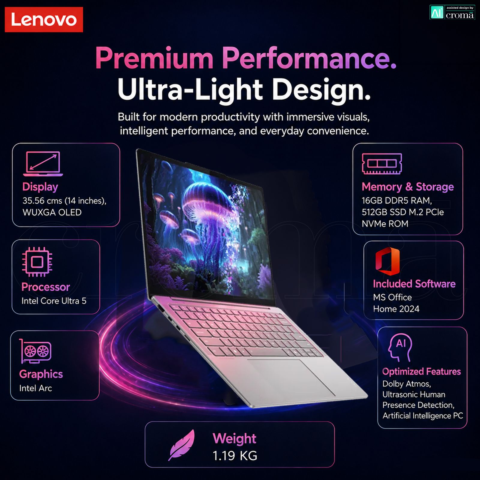 Lenovo Yoga Slim 7 14ILL10 Intel Core Ultra 5 Laptop (16GB, 512GB SSD, Windows 11 Home, 14 inch WUXGA OLED Display, MS Office 2024, Luna Grey, 1.19 KG) Lenovo Yoga Slim 7 14ILL10 Intel Core Ultra 5 Laptop (16GB, 512GB SSD, Windows 11 Home, 14 inch WUXGA OLED Display, MS Office 2024, Luna Grey, 1.19 KG)_2