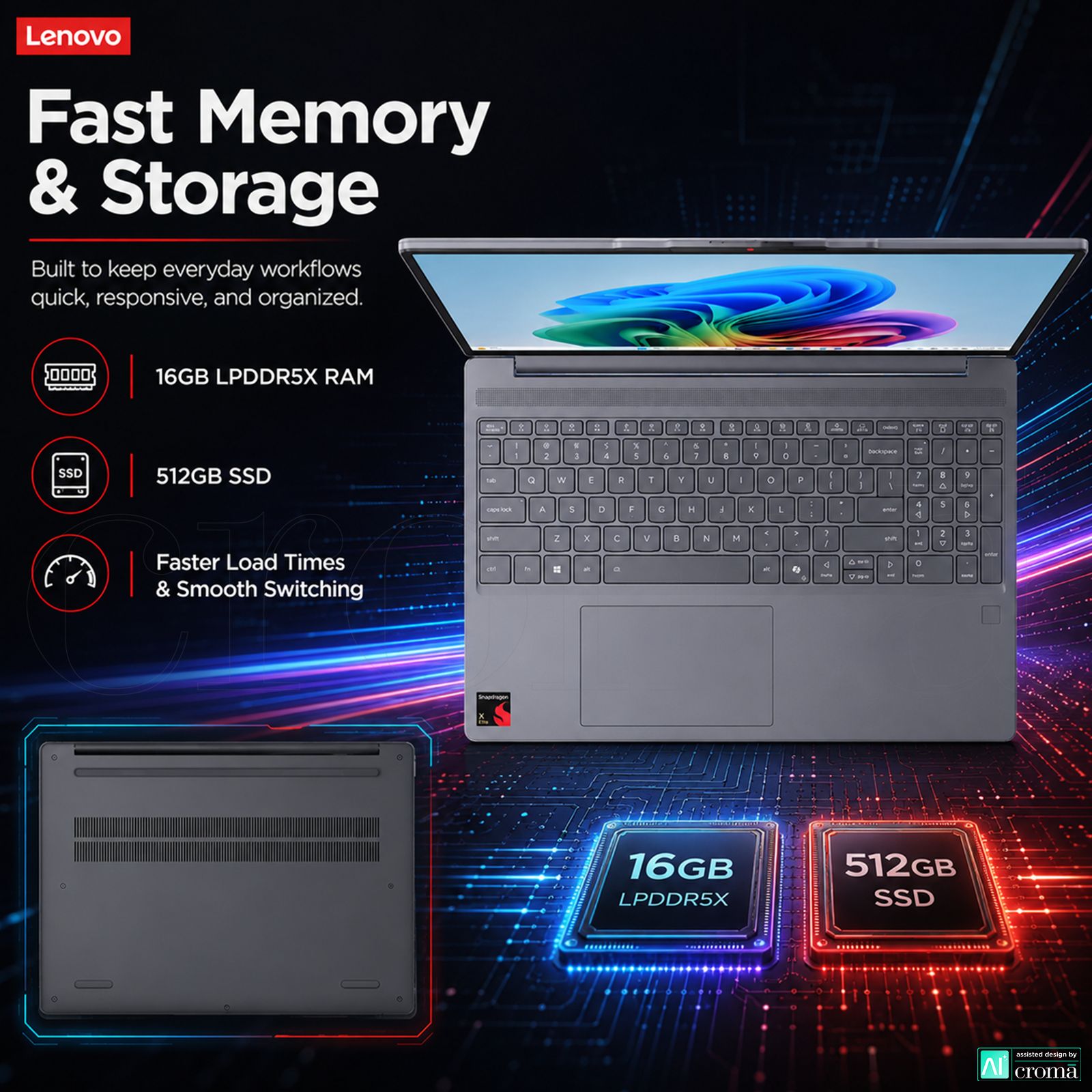 Lenovo IdeaPad Slim 3 15Q8X10 Qualcomm Snapdragon X Thin & Light Laptop (16GB, 512GB SSD, Windows 11 Home, 15.3 inch WUXGA IPS Display, MS Office Home 2024, Luna Grey, 1.55 KG) Lenovo IdeaPad Slim 3 15Q8X10 Qualcomm Snapdragon X Thin & Light Laptop (16GB, 512GB SSD, Windows 11 Home, 15.3 inch WUXGA IPS Display, MS Office Home 2024, Luna Grey, 1.55 KG)_5