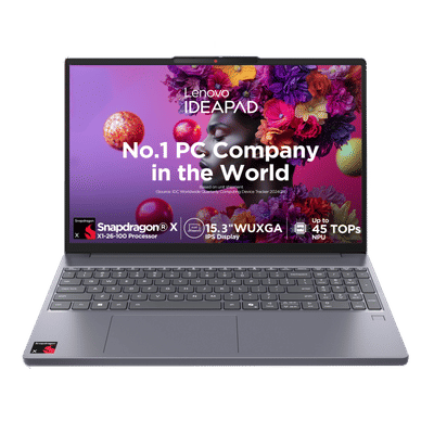 Lenovo IdeaPad Slim 3 15Q8X10 Qualcomm Snapdragon X Thin & Light Laptop (16GB, 512GB SSD, Windows 11 Home, 15.3 inch WUXGA IPS Display, MS Office Home 2024, Luna Grey, 1.55 KG)