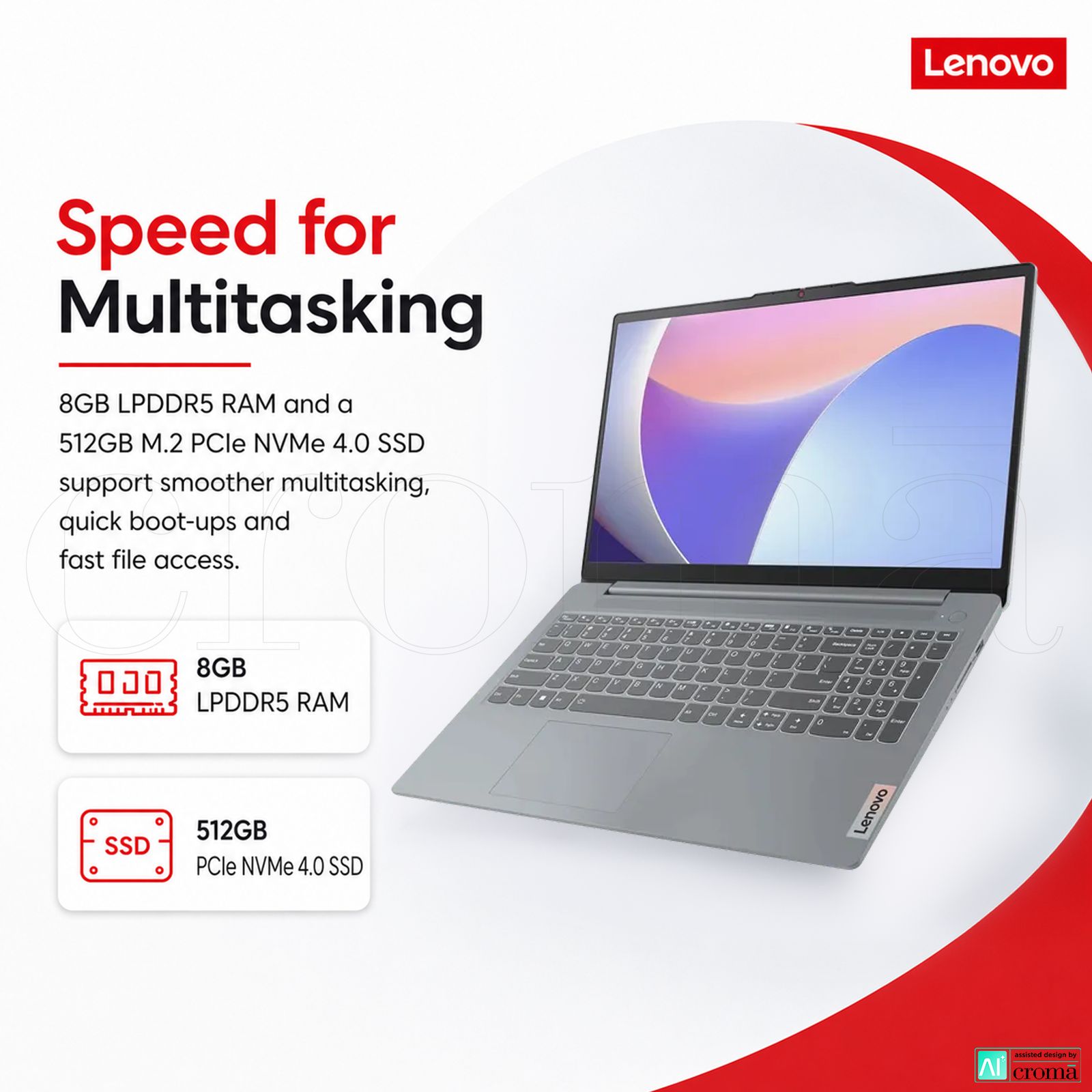 Lenovo IdeaPad Slim 3 15IRU8 Intel Core i3 13th Gen Thin & Light Laptop (8GB, 512GB SSD, Windows 11 Home, 15.6 inch Full HD TN Display, MS Office Home 2024, Arctic Grey, 1.62 KG)_5