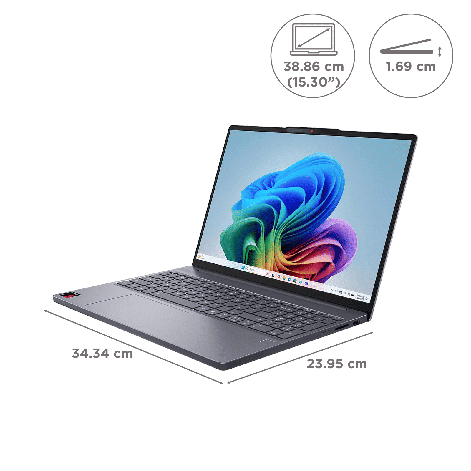 Lenovo IdeaPad Slim 3 15Q8X10 Qualcomm Snapdragon X Thin & Light Laptop (16GB, 512GB SSD, Windows 11 Home, 15.3 inch WUXGA IPS Display, MS Office Home 2024, Luna Grey, 1.55 KG)_8