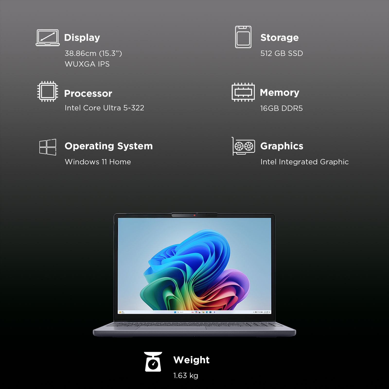 Lenovo IdeaPad Slim 3 15IPH11 Intel Core Ultra 5 Thin & Light Laptop (16GB, 512GB SSD, Windows 11 Home, 15.3 inch WUXGA IPS Display, MS Office Home 2024, Luna Grey, 1.63 KG) Lenovo IdeaPad Slim 3 15IPH11 Intel Core Ultra 5 Thin & Light Laptop (16GB, 512GB SSD, Windows 11 Home, 15.3 inch WUXGA IPS Display, MS Office Home 2024, Luna Grey, 1.63 KG)_3