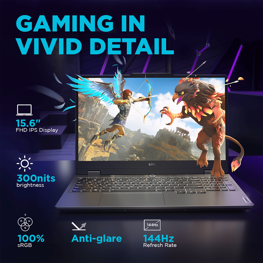 Lenovo LOQ 15IRX9 Intel Core i5 13th Gen Gaming Laptop (16GB, 512GB SSD, Windows 11 Home, 6GB Graphics, 15.6 Inch 144 Hz FHD IPS Display, NVIDIA GeForce RTX 3050, MS Office Home 2024, Luna Grey, 2.38 KG)_10