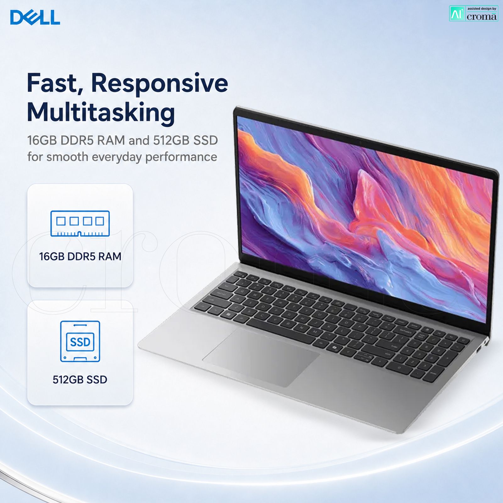 Dell DC 15260 Intel Core Ultra 5 225H Thin & Light Laptop (16GB, 512GB SSD, Windows 11 Home, 15.6 inch Full HD Anti-Glare Display, MS Office Home 2024, Platinum Silver, 1.66 KG)_3
